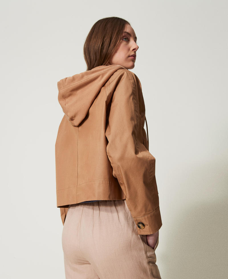 Double-breasted twill caban jacket Brown Box Woman 251LL2EAA_12112_03