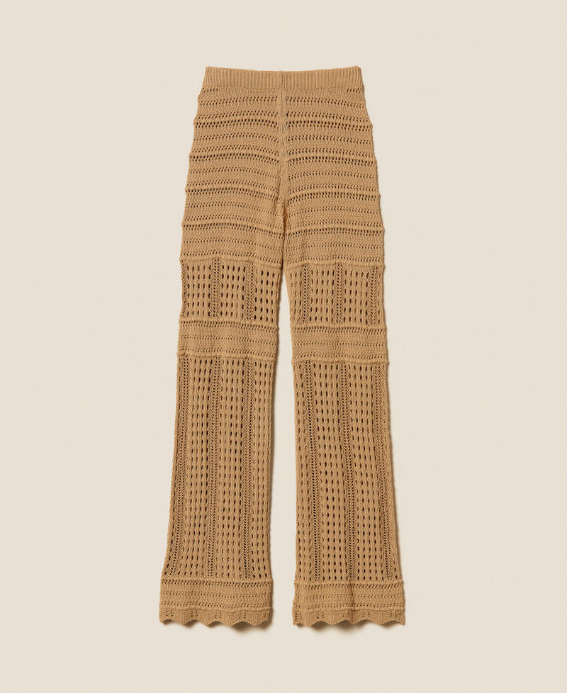 Check knit trousers Cork Brown Woman 261TT3262_13452_S0