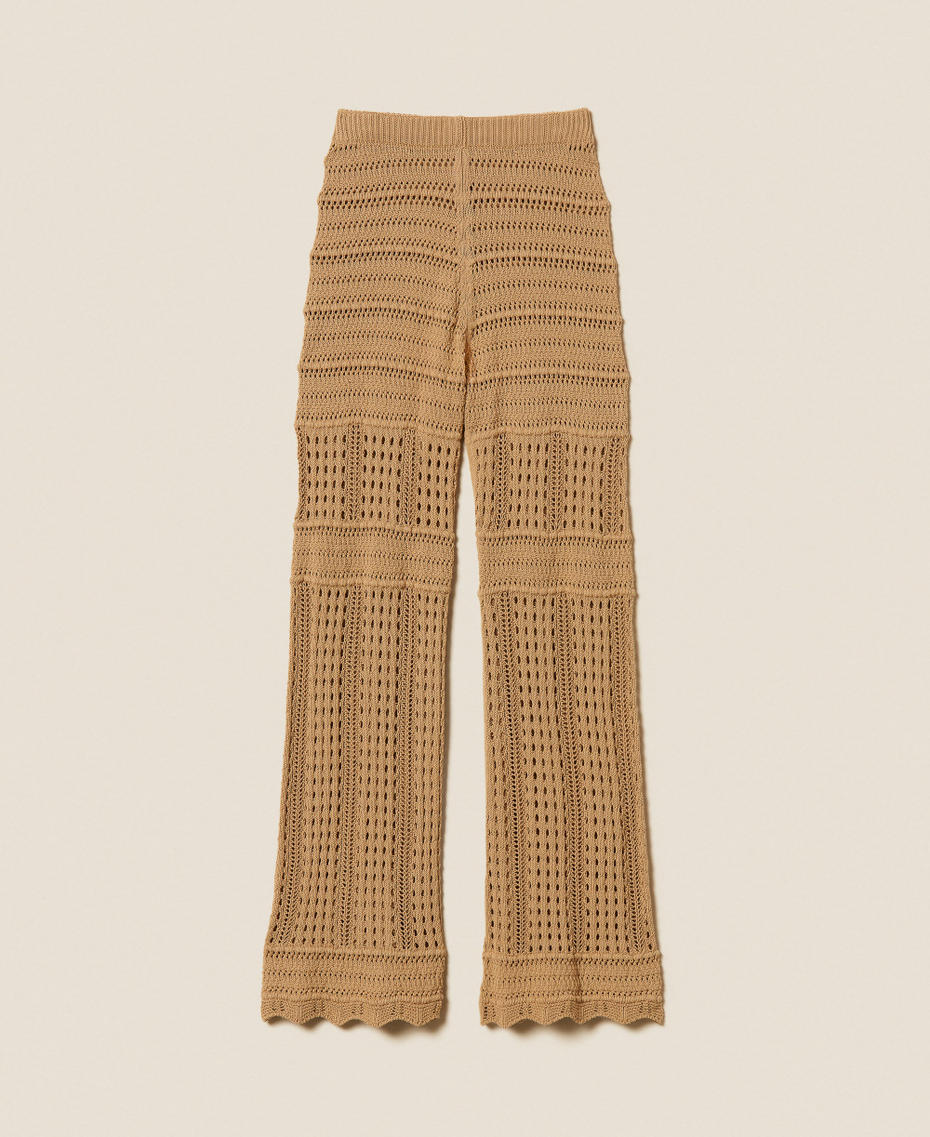 Check knit trousers Cork Brown Woman 261TT3262_13452_S0