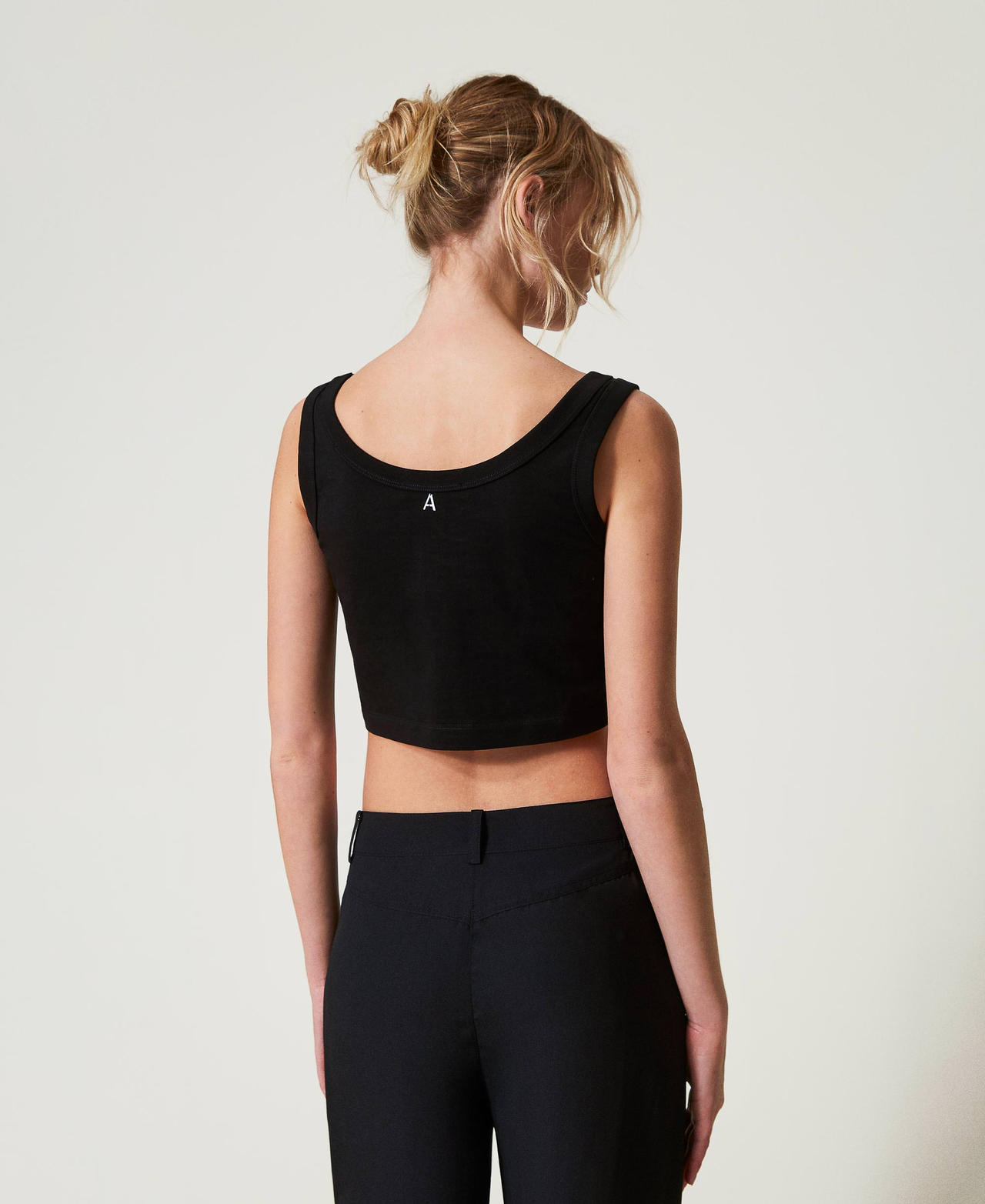 Cropped top with embroidery Black Woman 251AP2222_00006_02