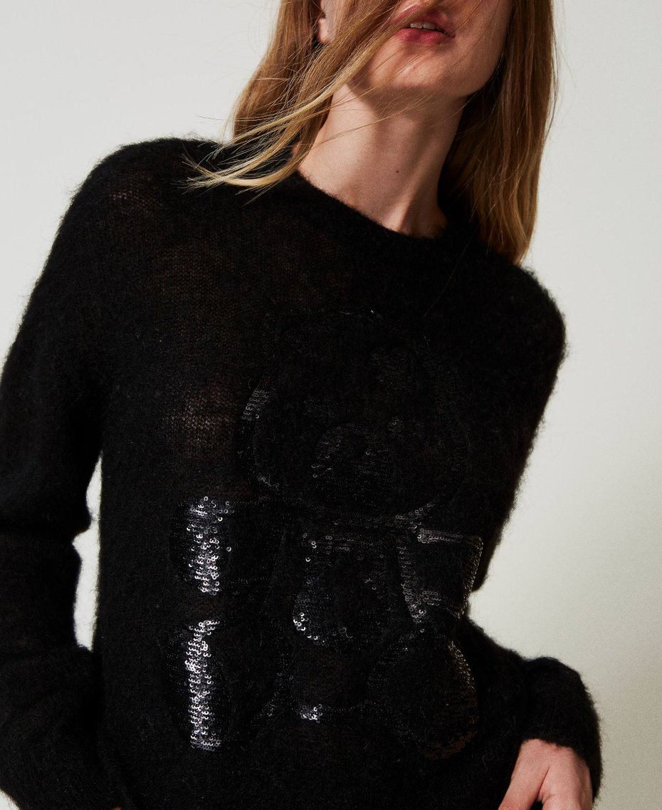 MYFO Pullover aus Wolle und Mohair Schwarz Frau 242AQ3401_00006_04