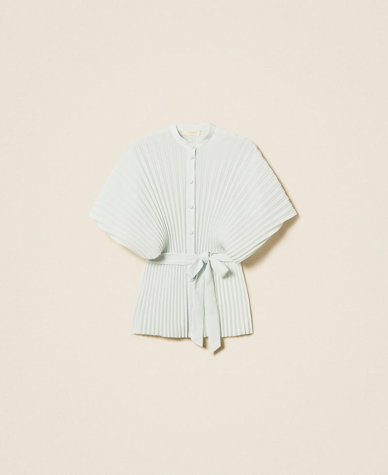 Hemdbluse aus recyceltem Cr&ecirc;pe de Chine "Aqua"-Hellblau Frau 261TP2560_13162_S0