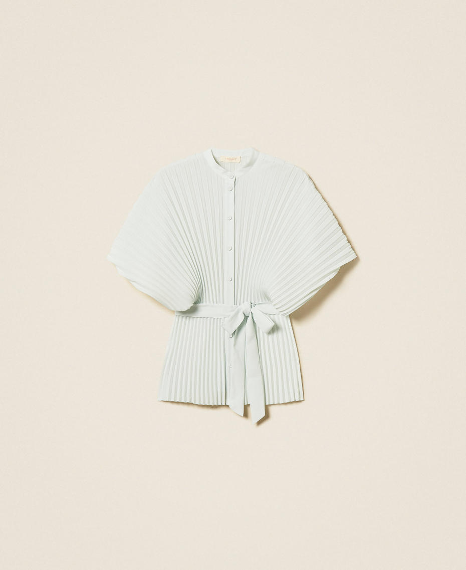 Hemdbluse aus recyceltem Cr&ecirc;pe de Chine "Aqua"-Hellblau Frau 261TP2560_13162_S0