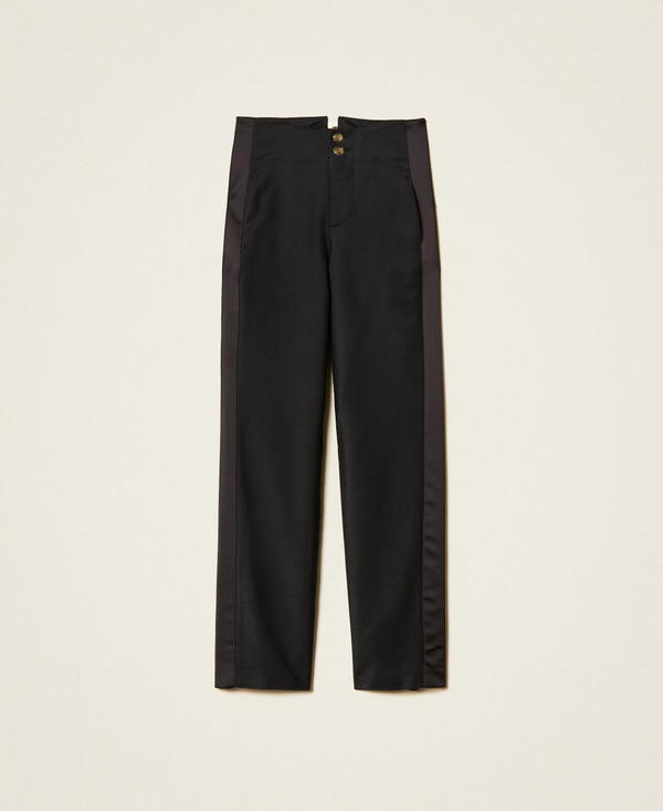 Tailored trousers with satin side bands