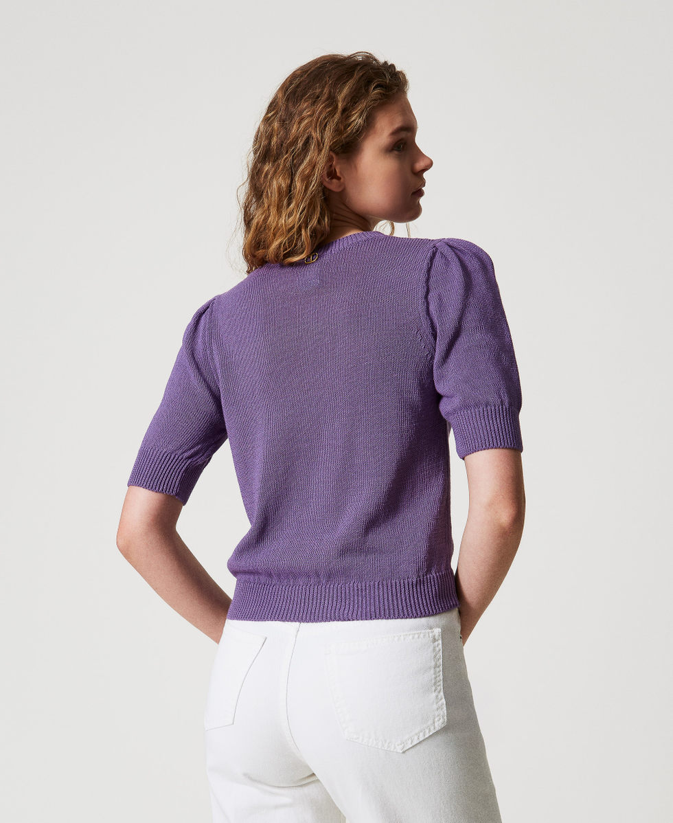 Pull avec manches fronc&eacute;es Cold Lavander Femme 251TT3153_11948_03