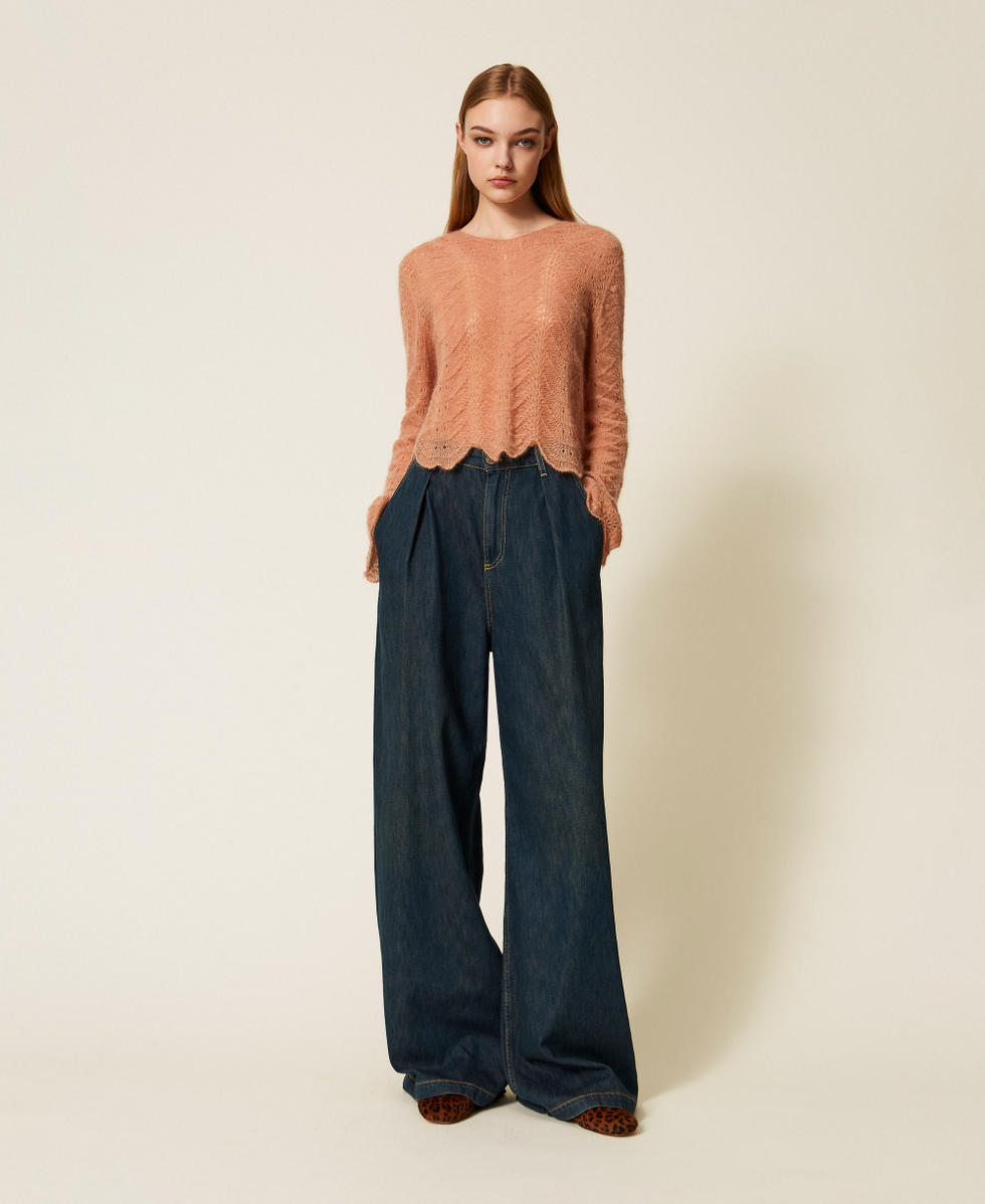 Jeans ampi con pieghe Blu "Denim Medio" Donna 252TP2560_01611_01