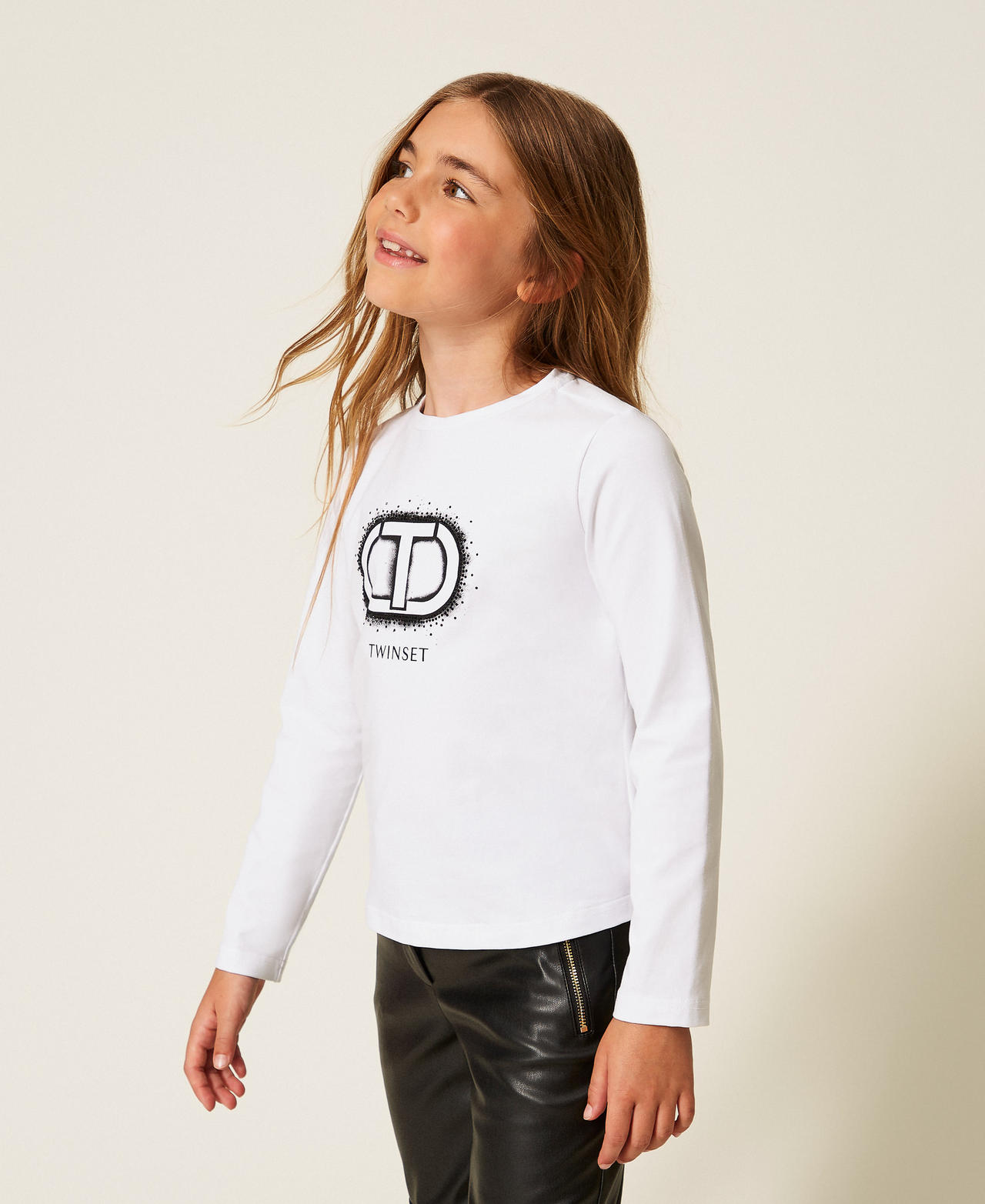 T-shirt with Oval T logo print Off White Girl 252GJ2320_00526_02