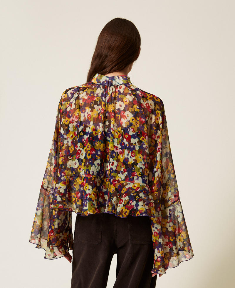 Recycled creponne blouse with print Winter Bouquet Print Woman 252AT2071_12886_03