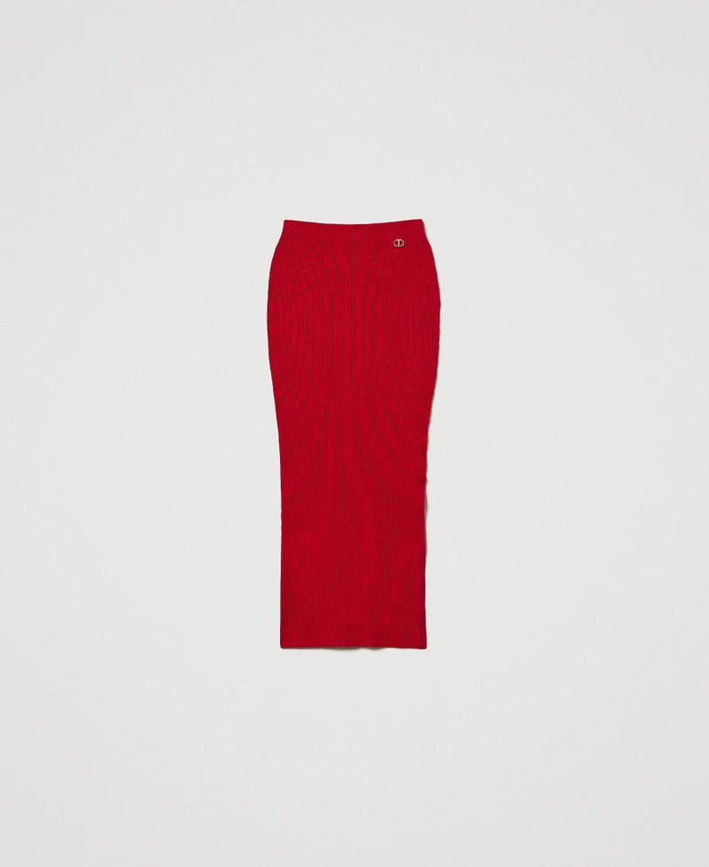 Ribbed knit midi skirt Venetian Red Woman 242TT3026_00740_S0