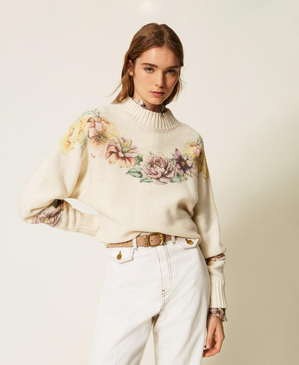 Pullover aus Wollmischung mit Print