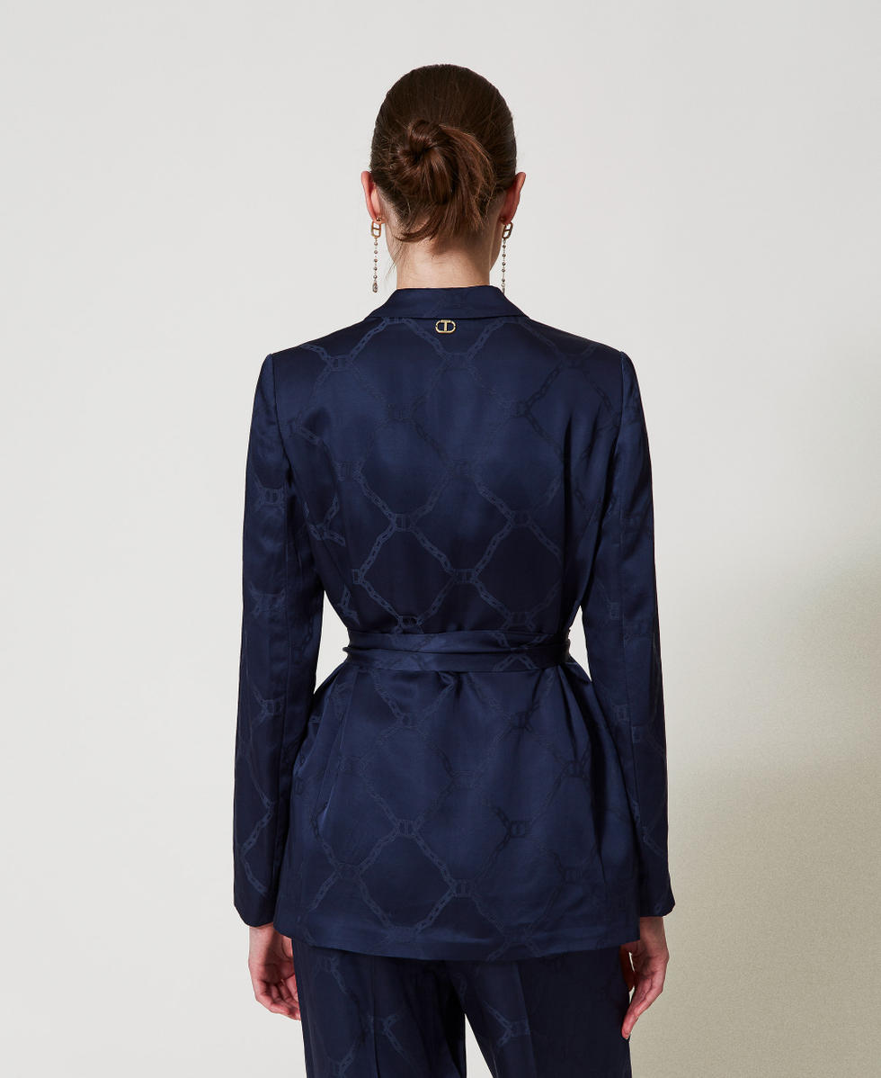 Chaqueta blazer con Oval T jacquard &iacute;ndigo Mujer 251TP2010_00384_07