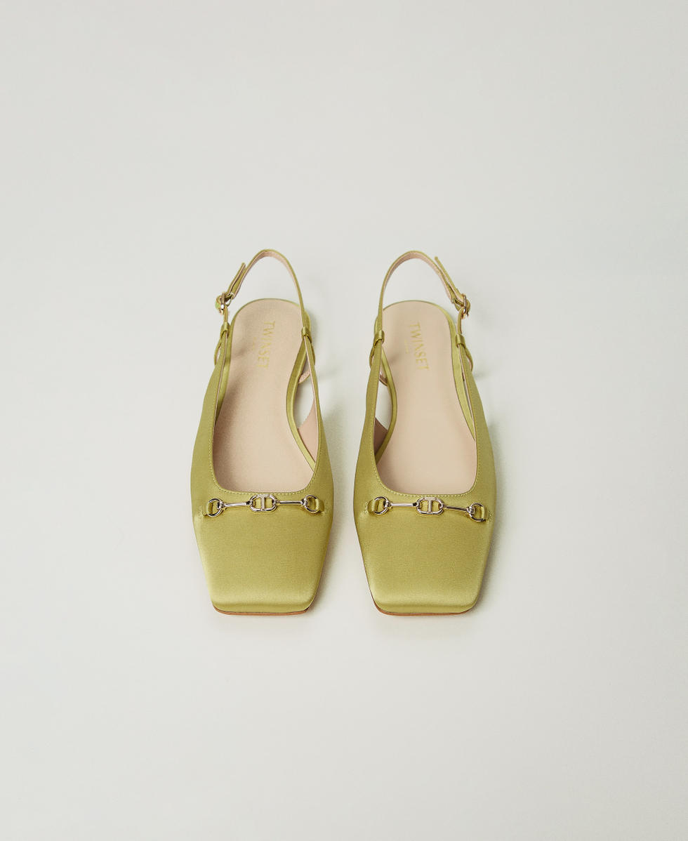 Ballerines slingbacks en satin Vert &laquo;&nbsp;Avocado Oil&nbsp;&raquo; Femme 251TCP082_12117_04