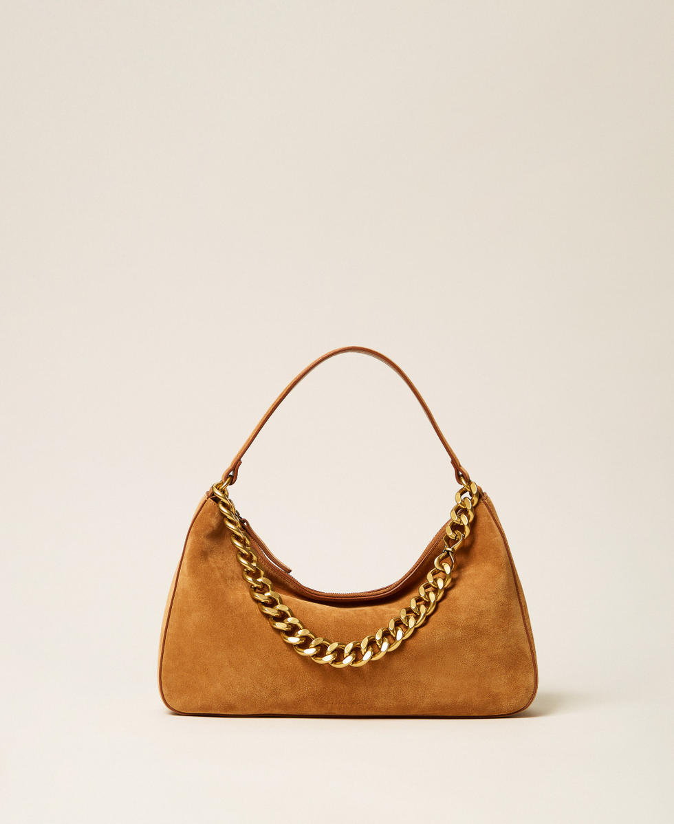 Liliane medium suede bag "Bubinga Wood" Brown Woman 999TB7015_11061_01