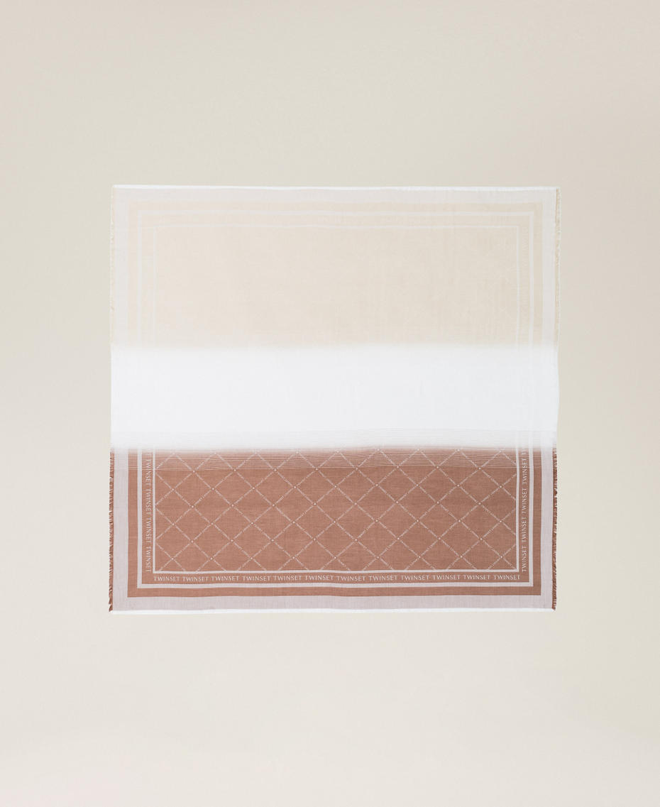 Jacquard keffiyeh with logo Bubinga Wood Brown/Delicate Sand Jacquard Woman 261TA4310_13275_05