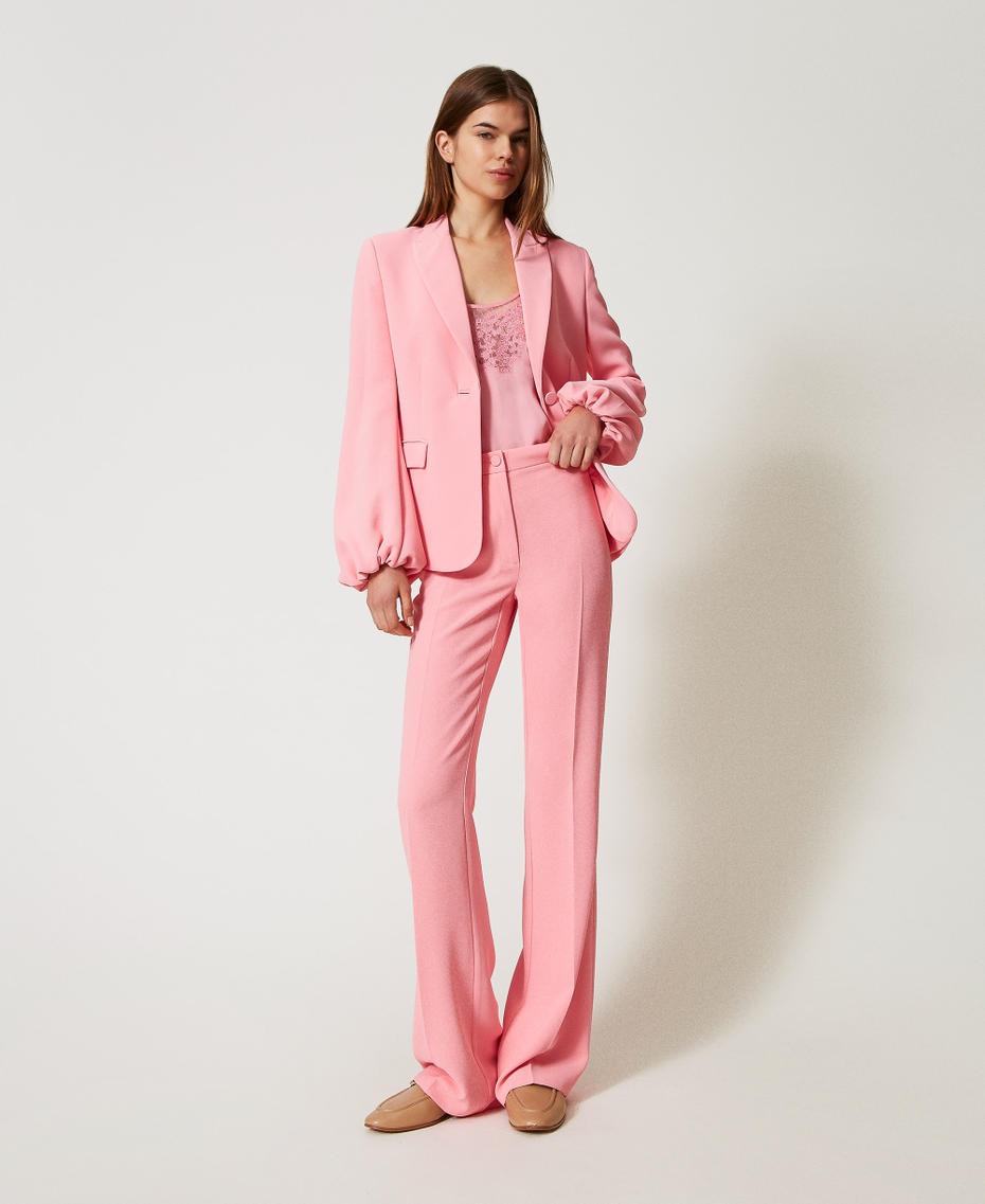 Crêpe jacket with gathered sleeves Peach Woman 251TP2320_12142_0T