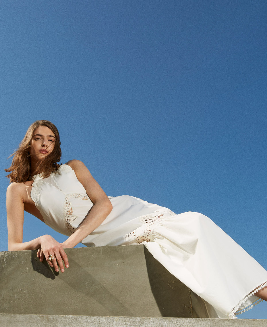 Long dress with embroidery Ivory Woman 251TT2161_00018_PC