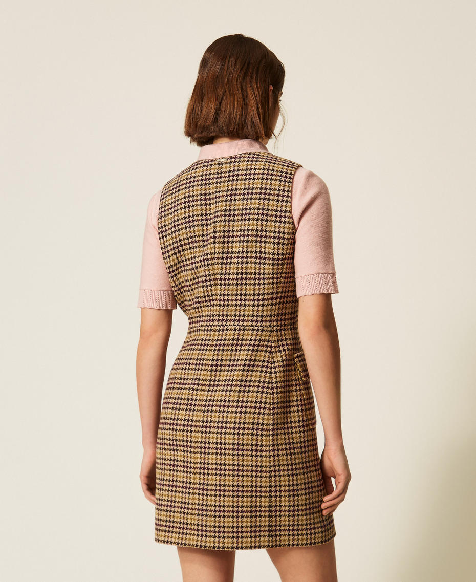 Robe courte chemisier en pied-de-poule