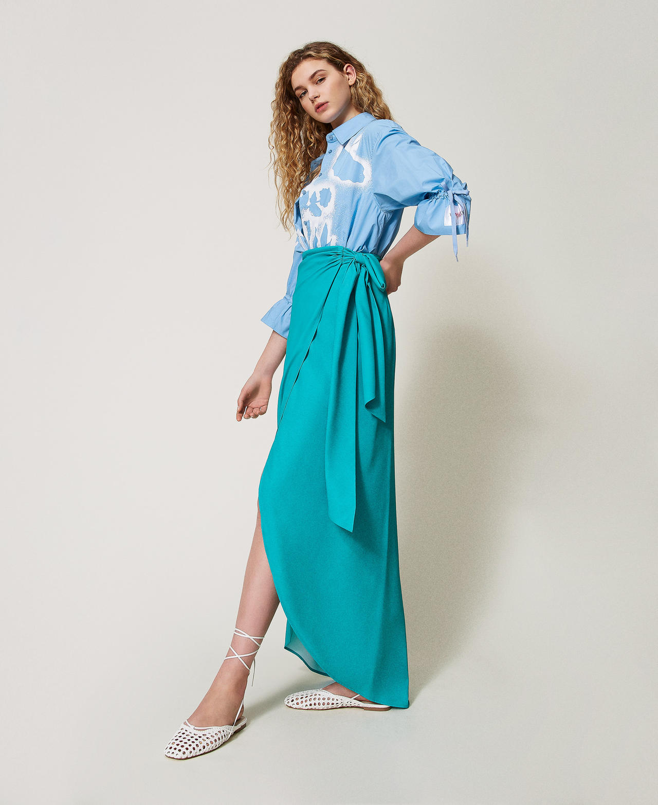 MYFO Pareo-Maxirock mit Print Spectra Green Frau 251AQ2150_12353_02