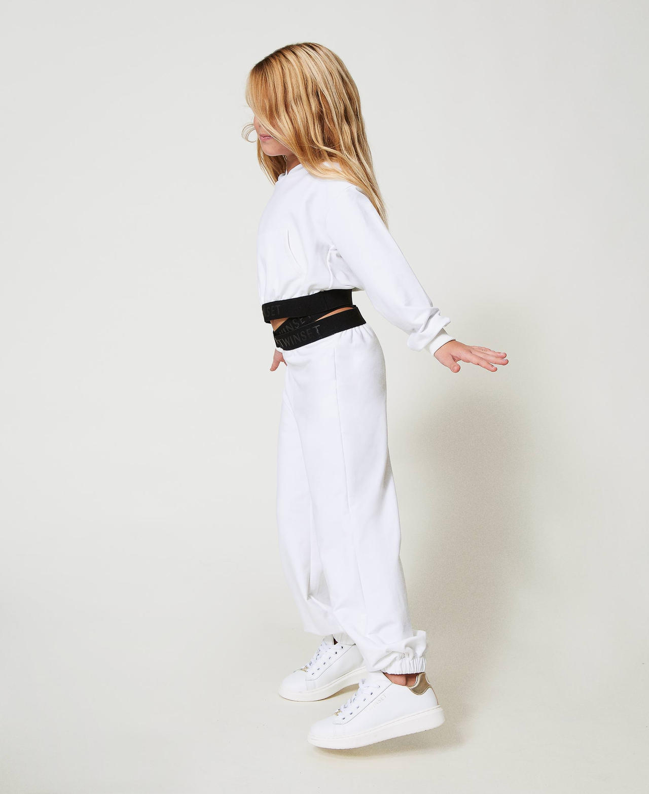 Hoodie and jogger trousers with lettering logo Bicolour "Ice" White / Black Girl 251GJ2581_02849_02