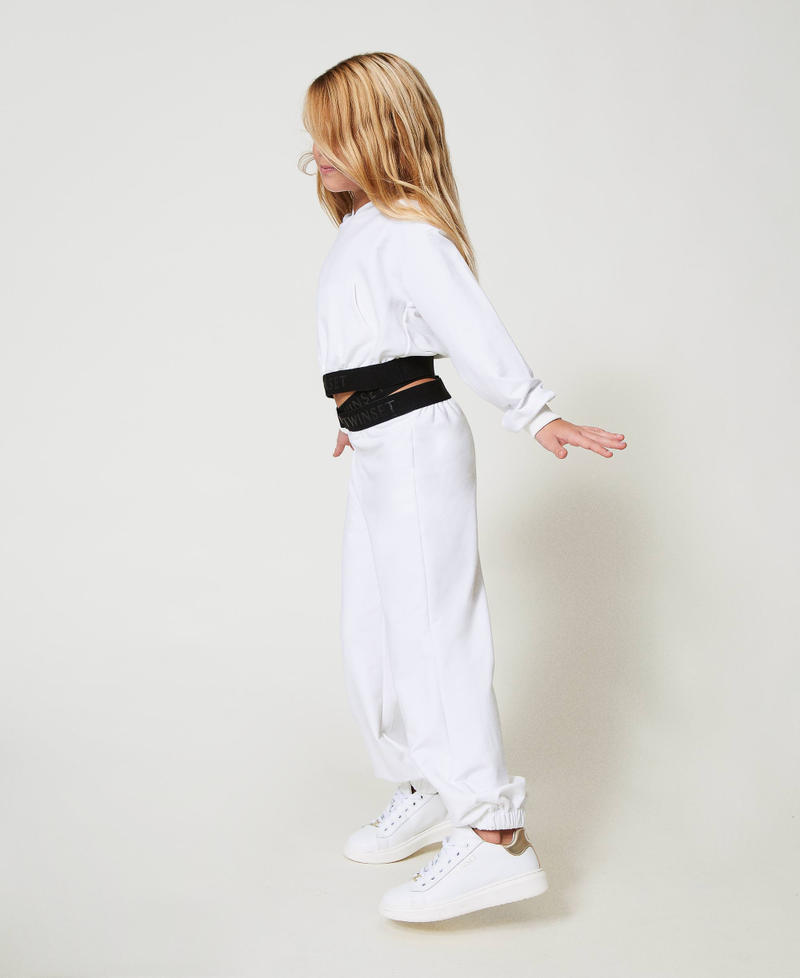 Hoodie and jogger trousers with lettering logo Bicolour "Ice" White / Black Girl 251GJ2581_02849_02