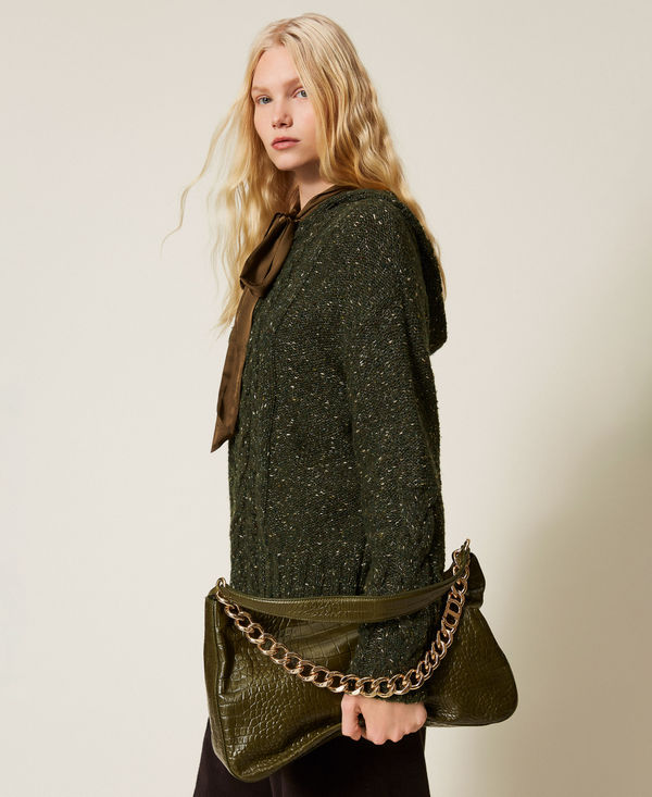 “Liliane” crocodile print leather bag