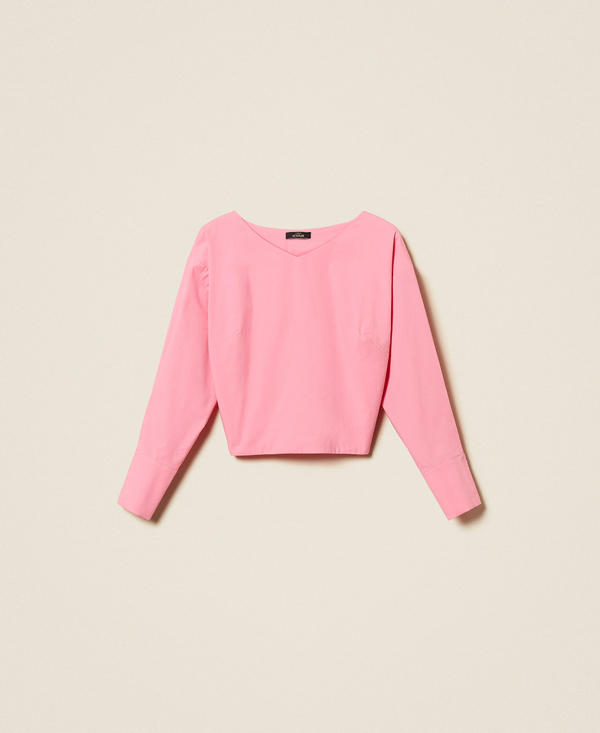 Chemise en popeline avec finition crois&eacute;e