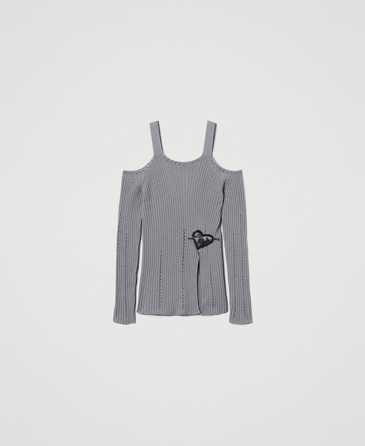Scee by twin set Maglia in filato Treeblend con spilla
