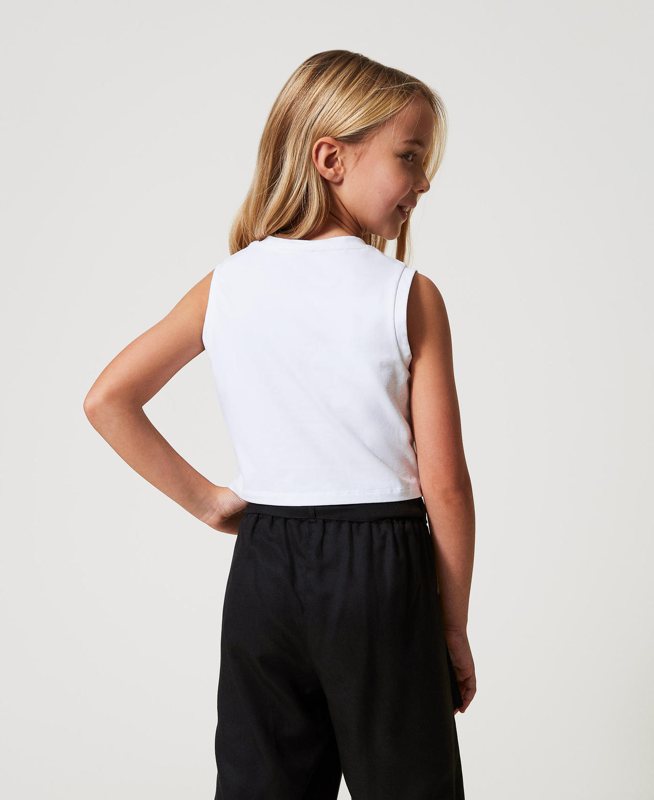 Top cropped avec imprim&eacute; et strass Imprim&eacute; Cravate/Ice Fille 251GJ2483_12334_03