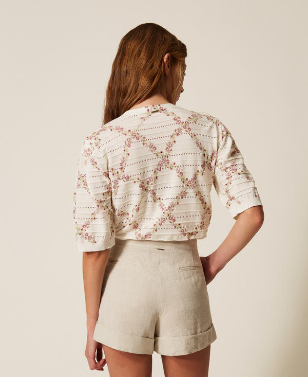 Linen shorts with lurex