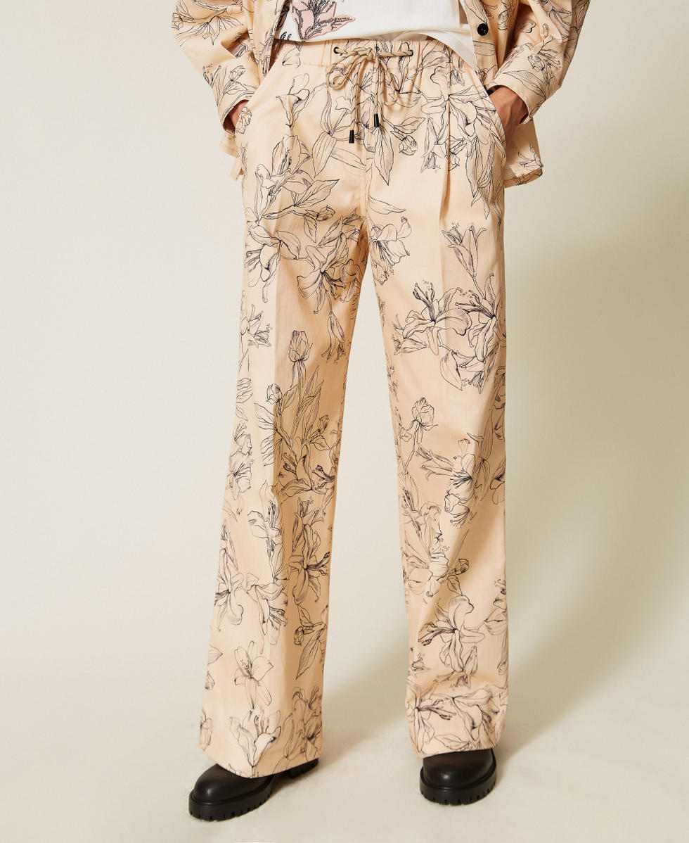 Pantal&oacute;n de bull con estampado de flores Estampado Flock Beige "Crystal Sand" / Negro Mujer 262LI2MCC_13908_04