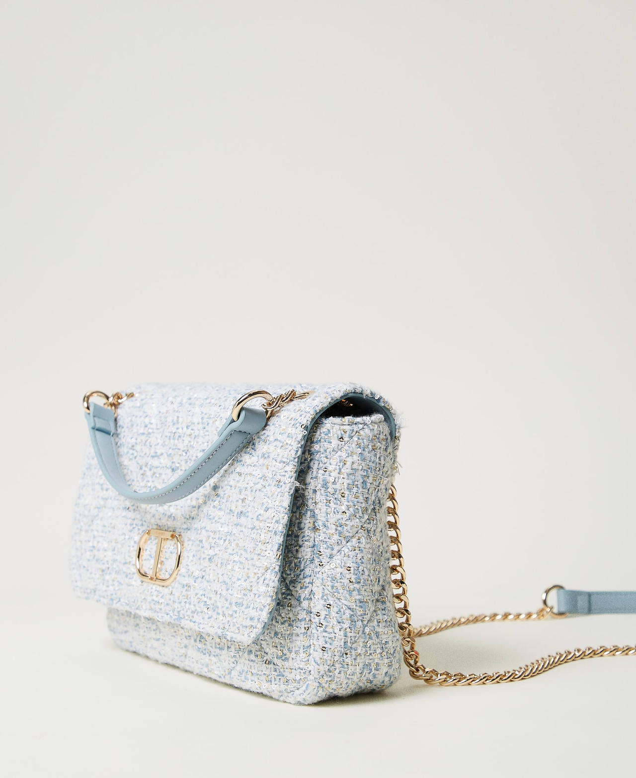 Medium ‘Audrey’ jacquard shoulder bag Dusty Blue Woman 251TB7480_00485_02
