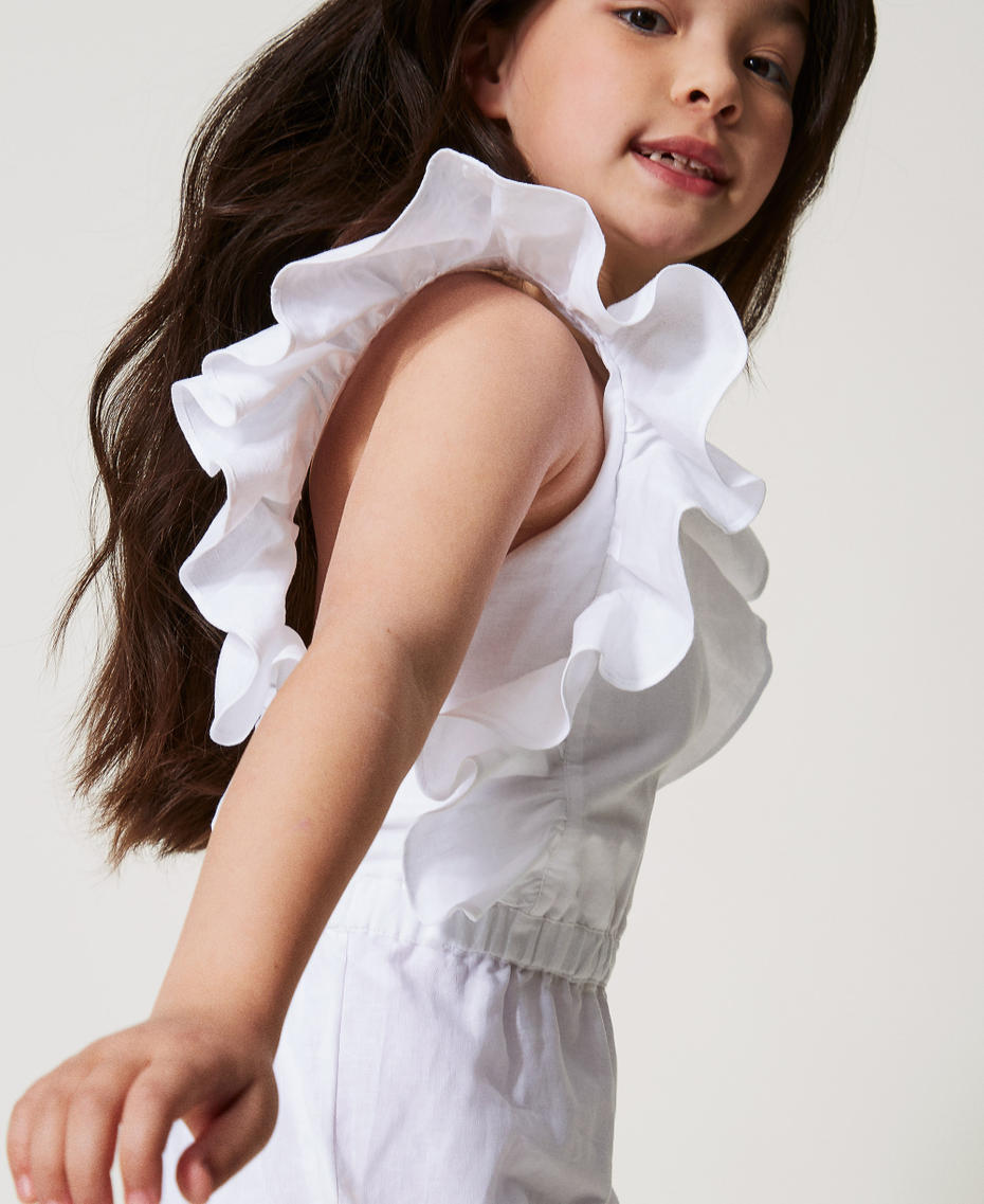 Combinaison salopette en lin mélangé Blanc "Ice" Fille 251GJ2405_00808_04