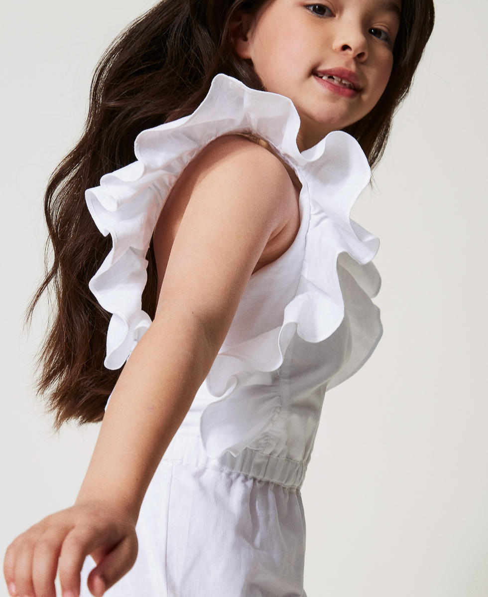 Linen blend dungaree jumpsuit "Ice" White Girl 251GJ2405_00808_04