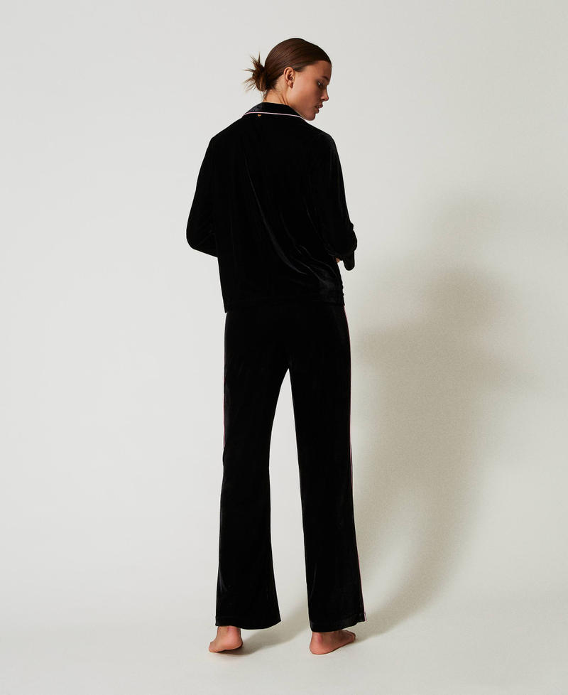 Pyjama masculin en velours avec broderie Femme Noir TWINSET Milano