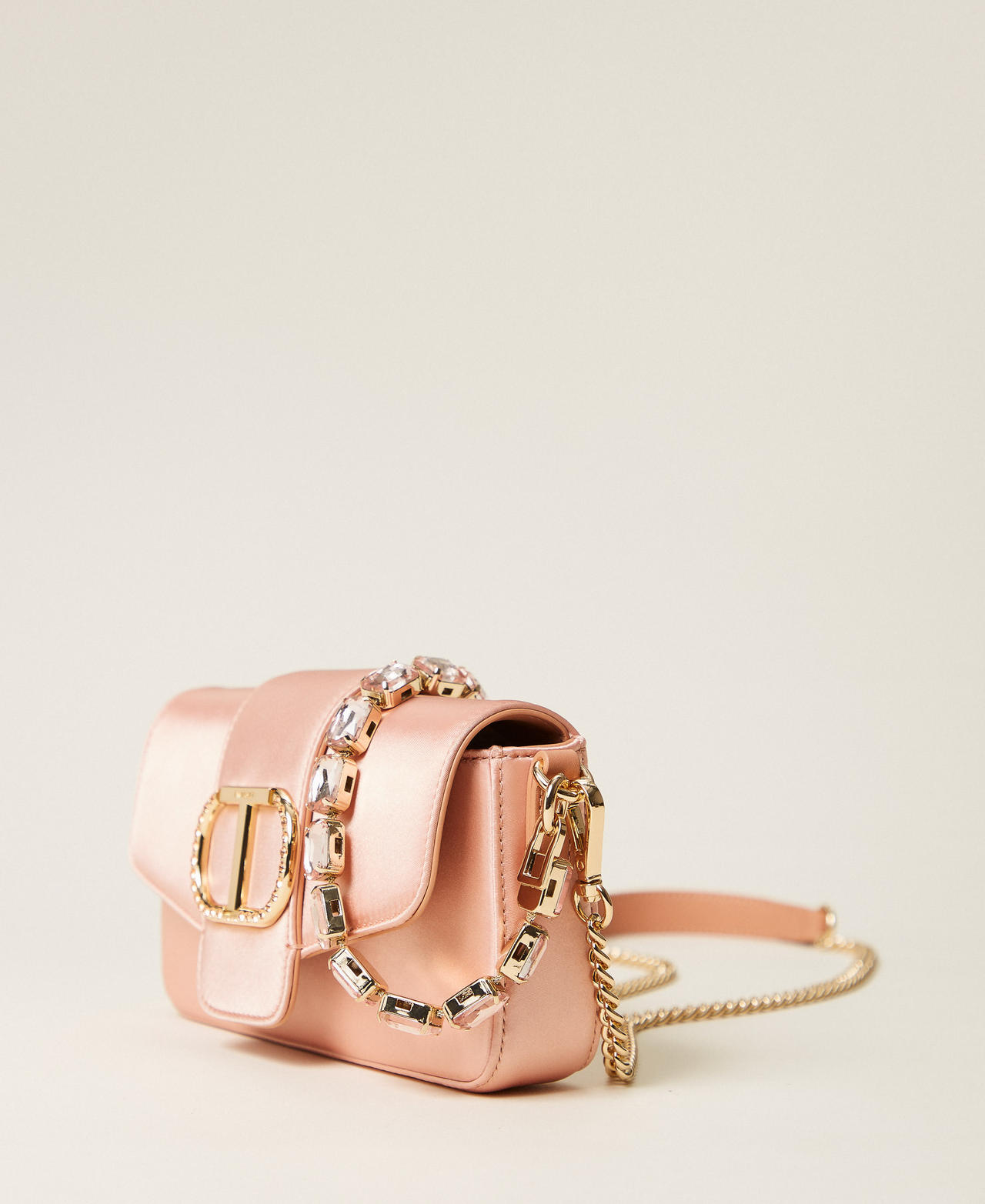 'Amie' satin shoulder bag with rhinestones Dusty Pink Woman 252TB7222_00916_02