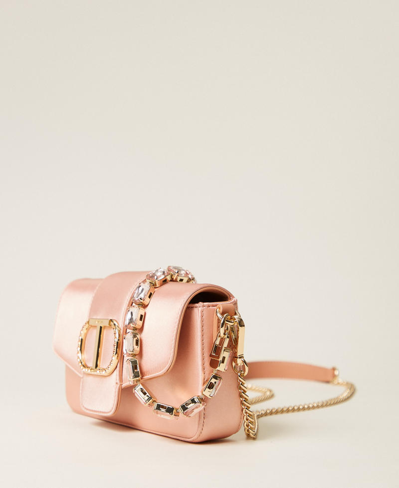 'Amie' satin shoulder bag with rhinestones Dusty Pink Woman 252TB7222_00916_02