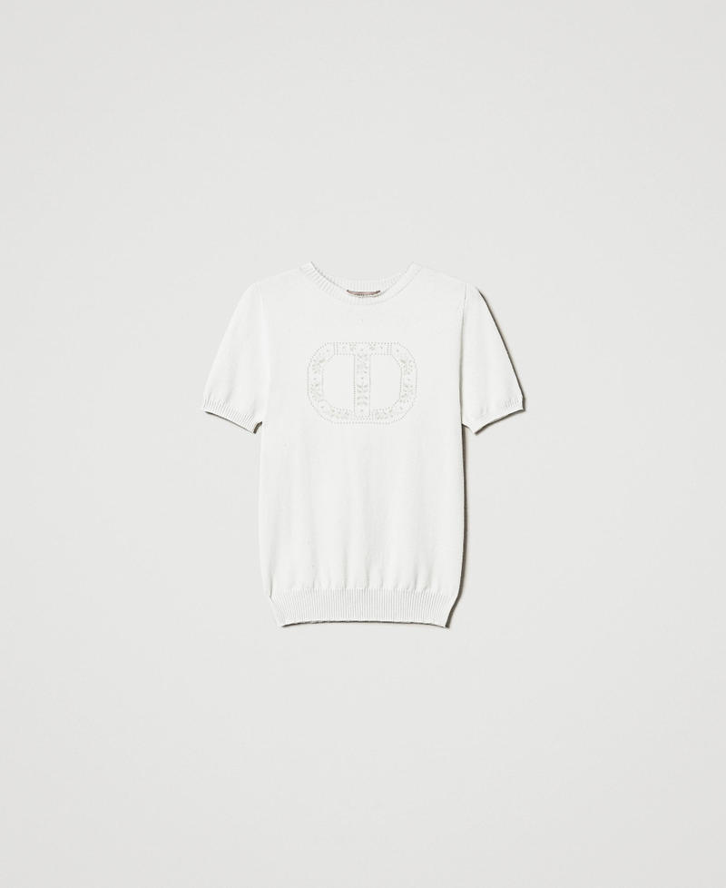 Turtleneck jumper with Oval T logo White Snow Woman 251TP3430_00282_S0