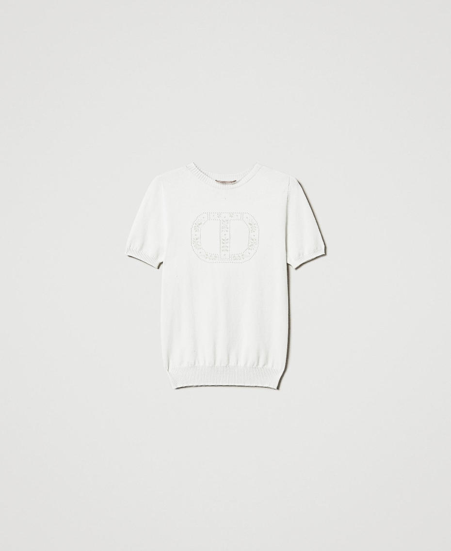 Turtleneck jumper with Oval T logo White Snow Woman 251TP3430_00282_S0