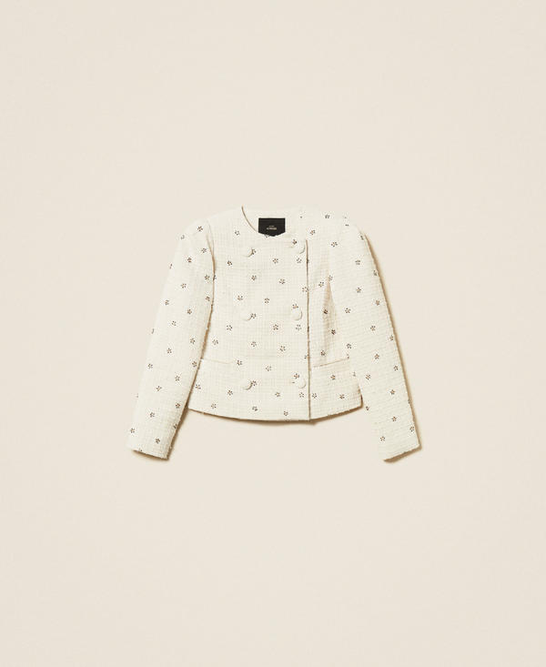 Bouclé jacket with embroidery