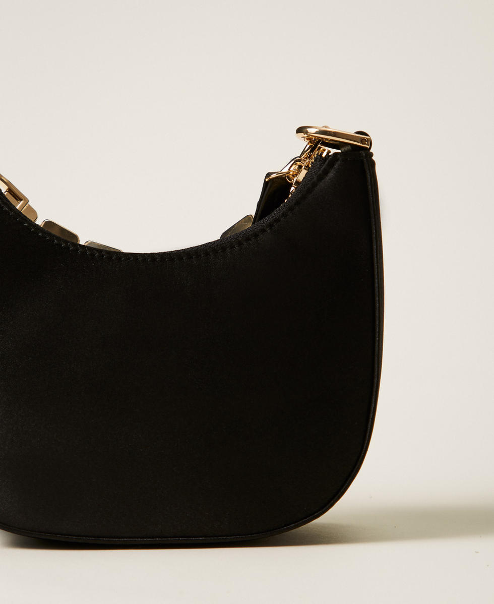 'Croissant' satin bag with rhinestones Black Woman 252TB7221_00006_03