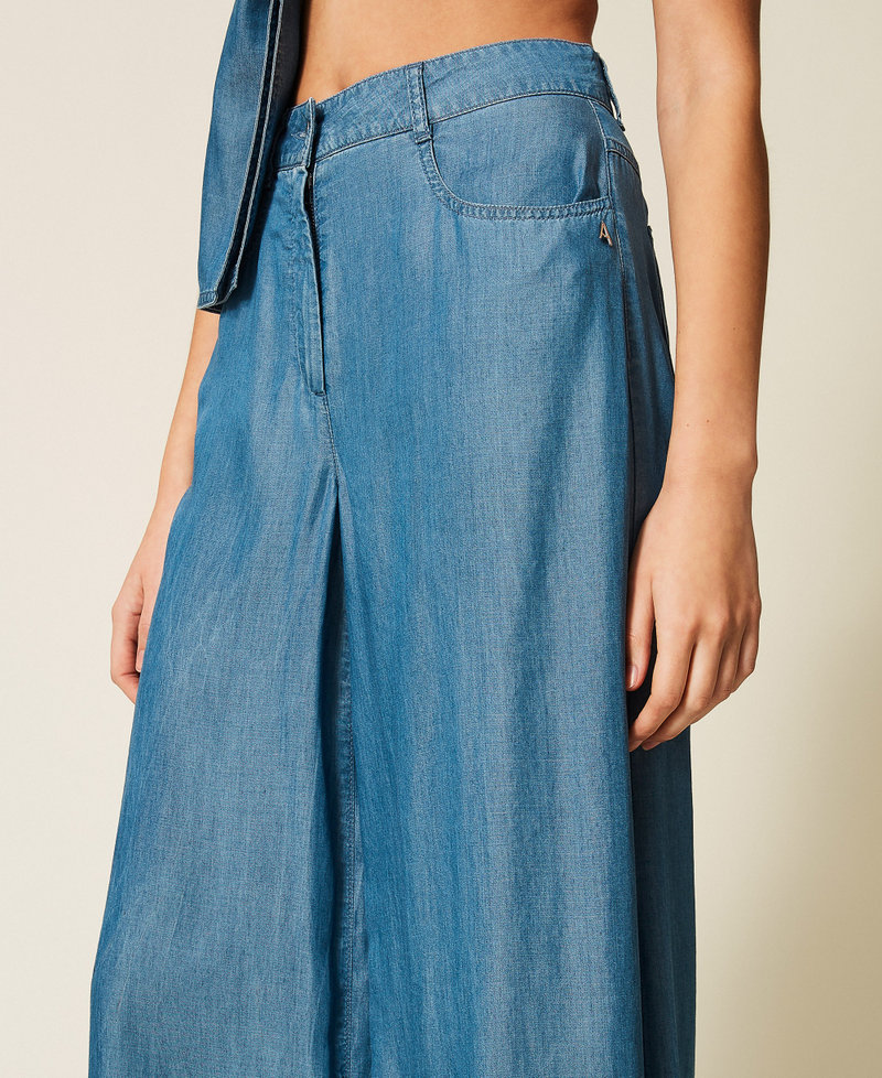 Denim palazzo trousers Light Blue Denim Woman 261AT2053_07283_04