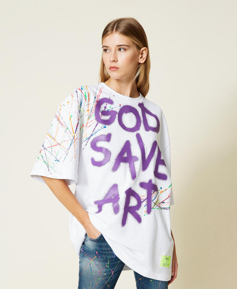 T-shirt unisex MYFO 'God Save Art' Bianco Unisex 999AQ2012-01