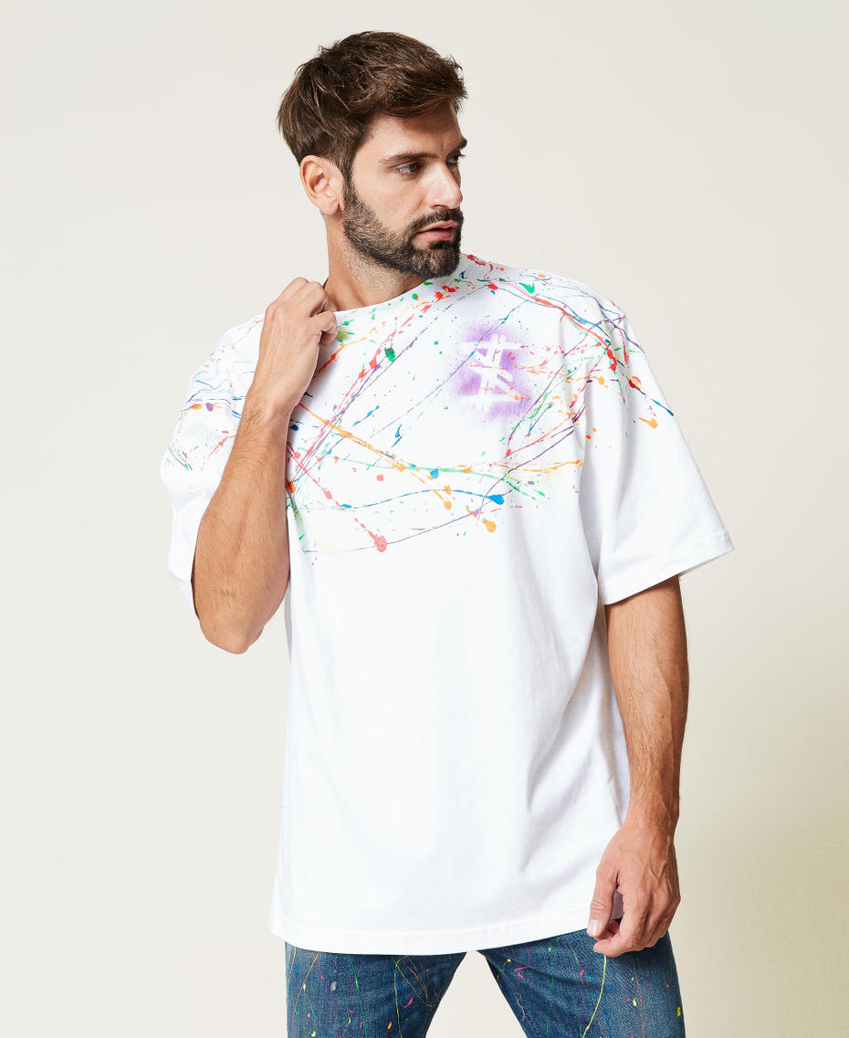 Handbemaltes Unisex-T-Shirt von MYFO Weiß Unisex 999AQ2013-07
