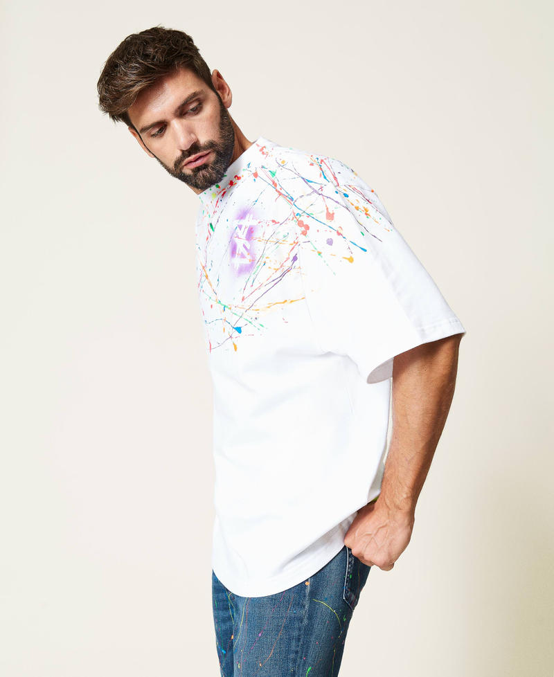 Handbemaltes Unisex-T-Shirt von MYFO Weiß Unisex 999AQ2013-08