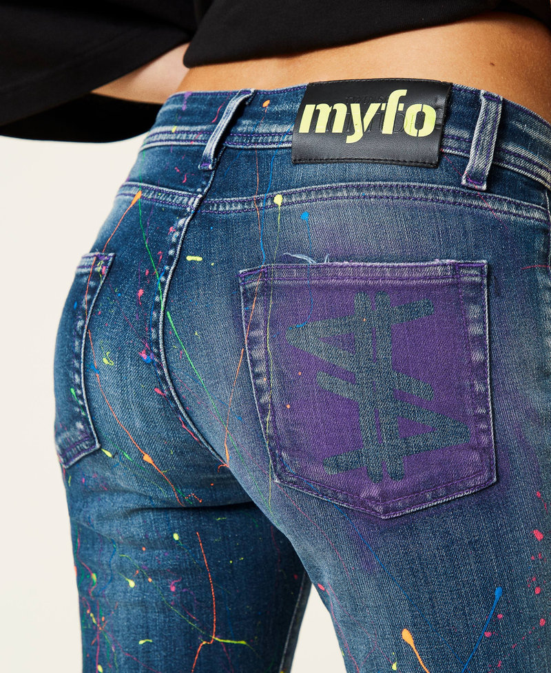 Jeans skinny MYFO dipinti a mano Blu "Denim Medio" Unisex 999AQ2040-05