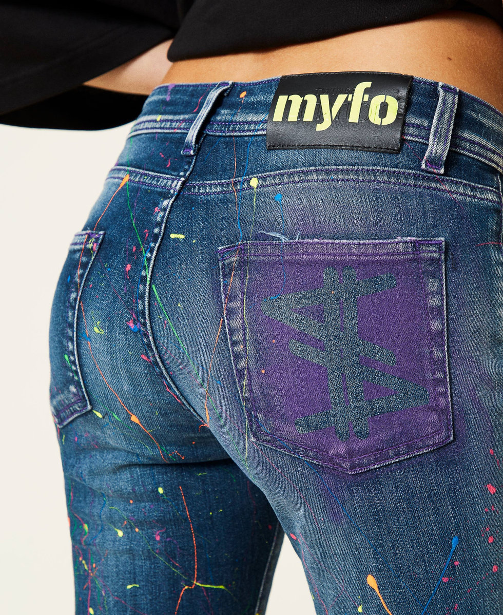 Jeans skinny MYFO dipinti a mano Unisex Blu TWINSET Milano