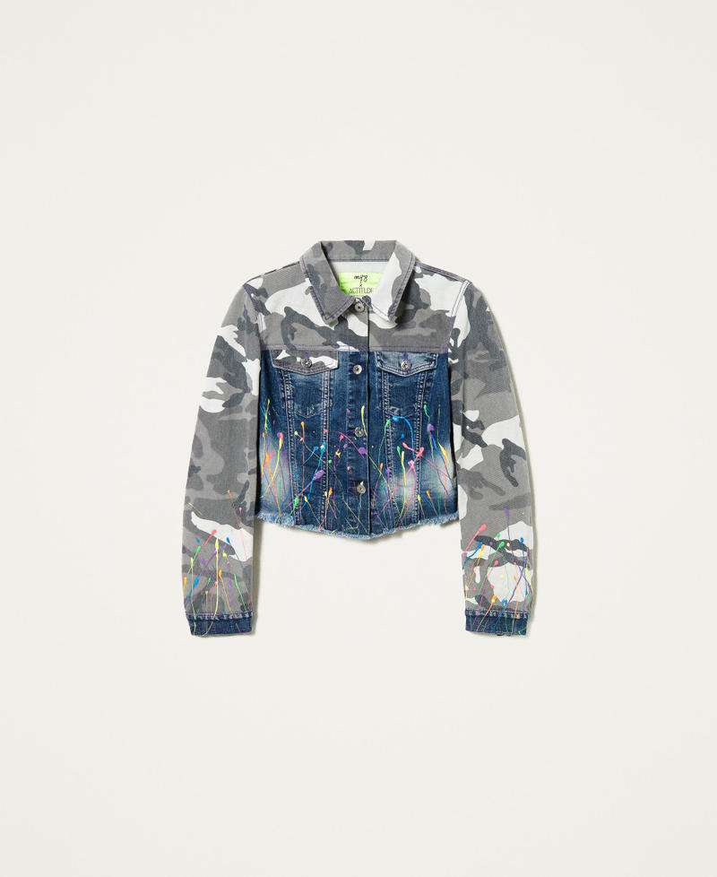 Blouson Myfo en jean avec imprimé camouflage Imprimé « Hiding Pattern » Gris Unisexe 999AQ2080-0S