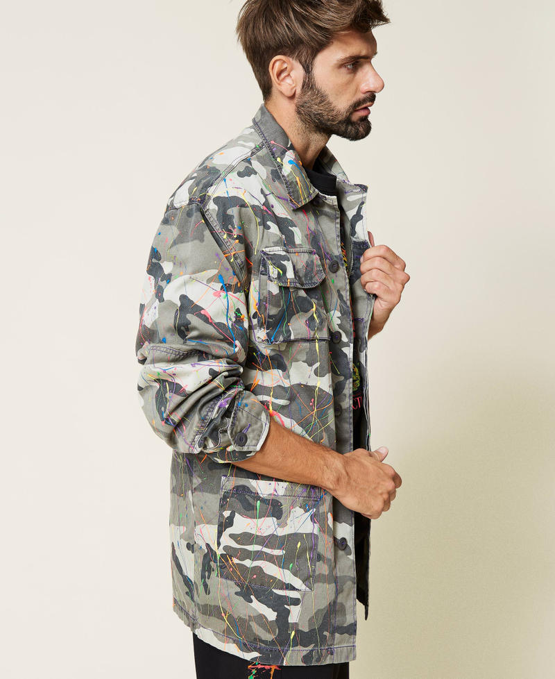 Myfo unisex jacket with camouflage print "Hiding Pattern" Grey Print Unisex 999AQ208A-08