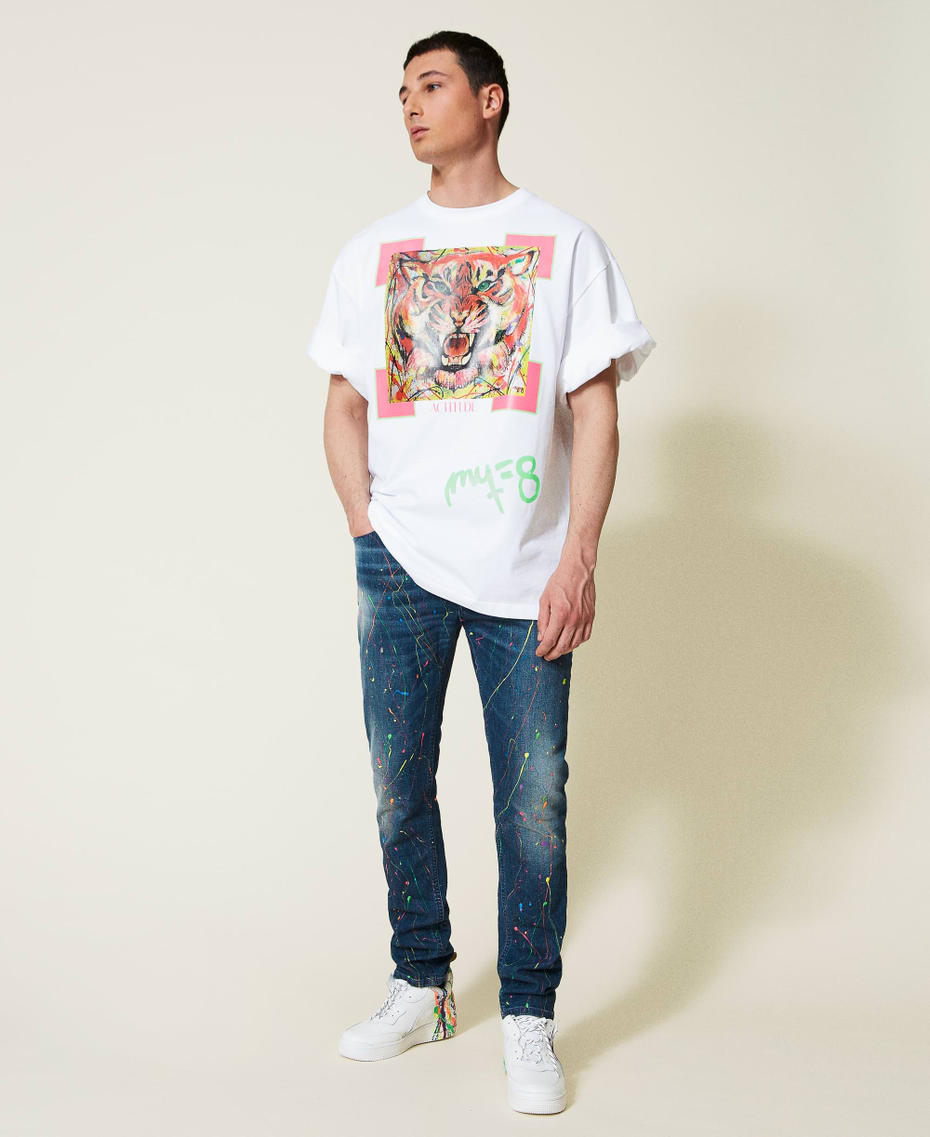 Myfo t-shirt with tiger print White Unisex 999AQ2092-06