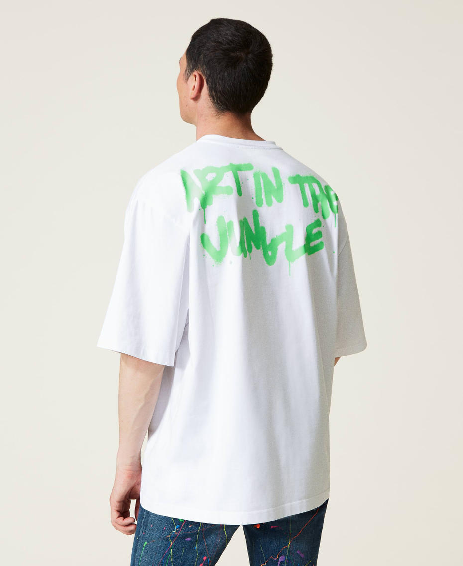 T-Shirt mit Tigerprint von Myfo Weiß Unisex 999AQ2092-07